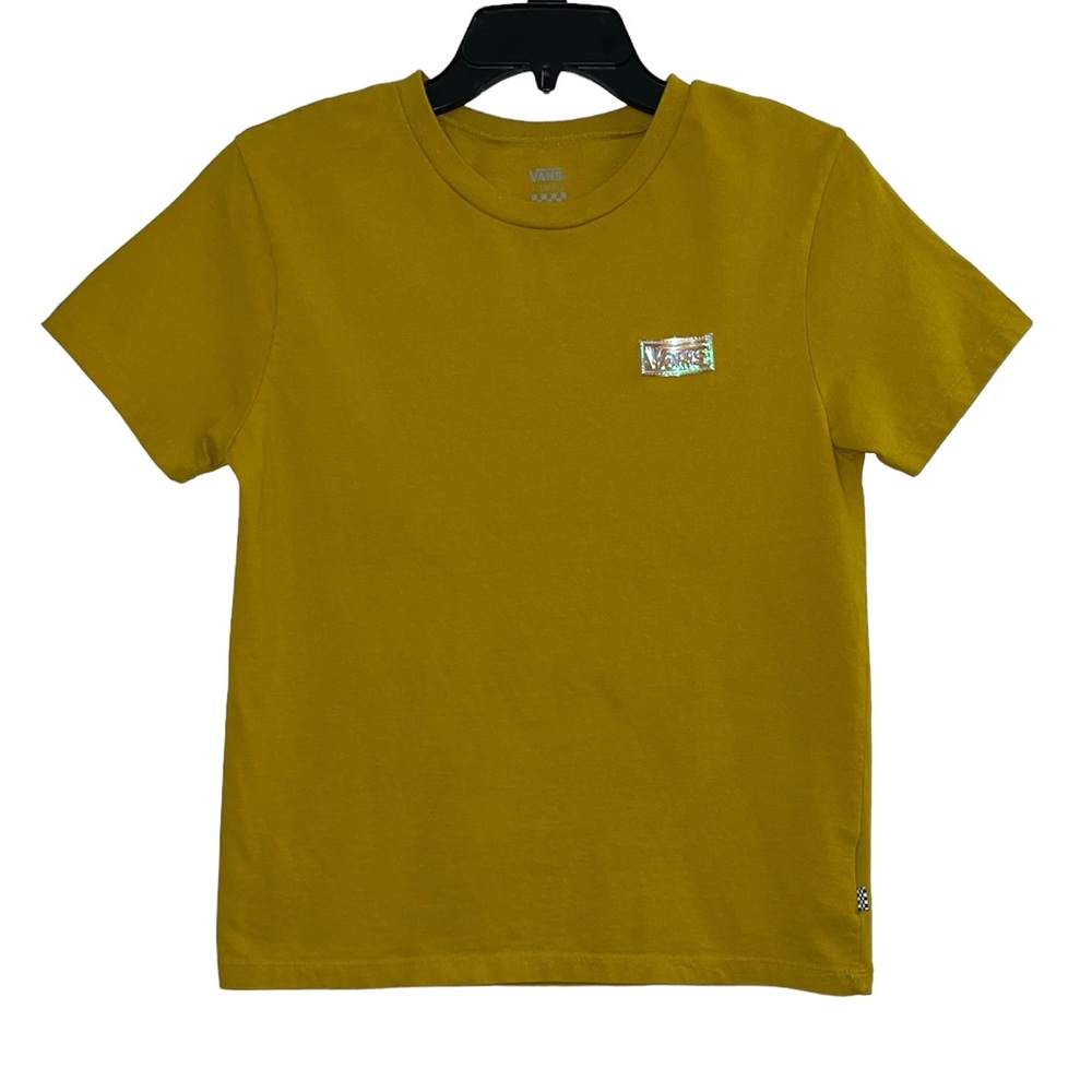 Vans Womens Mustard Yellow Short Sleeve T Shirt Size XS Hologram Patch